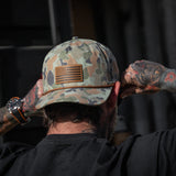 American Flag Leather Patch Crushable Rope Snapback Hat from Combat Iron Apparel