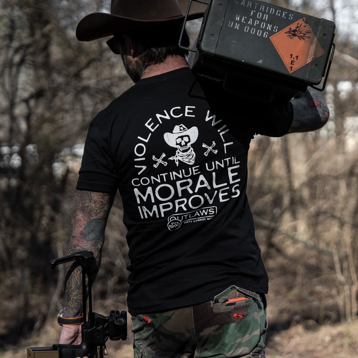 Violence Will Continue Until Morale Improves Men's T-Shirt from Combat Iron Apparel