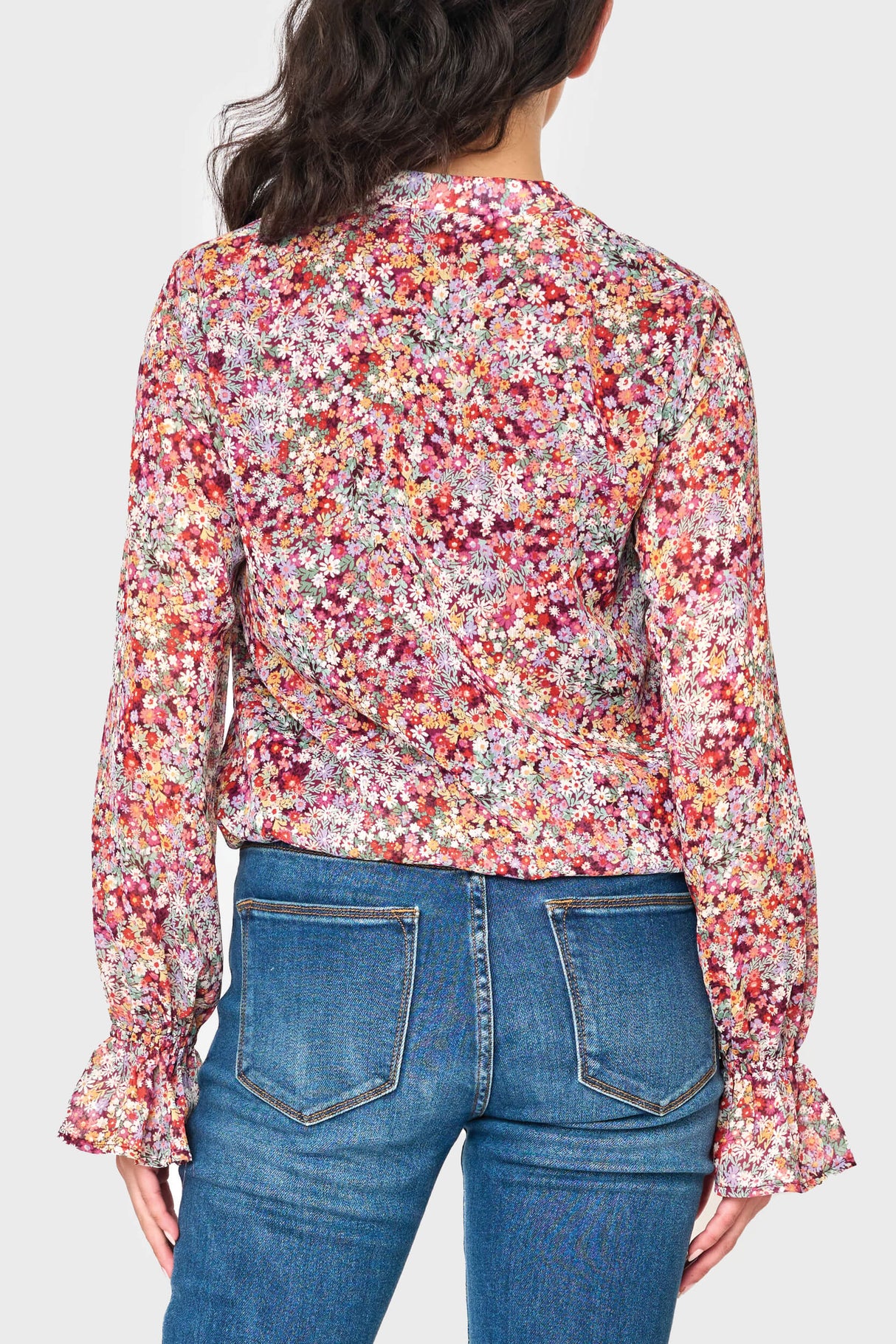 Long Sleeve Surplice Blouse With Ruffle Sleeve from Gibsonlook