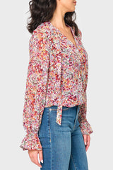 Long Sleeve Surplice Blouse With Ruffle Sleeve from Gibsonlook