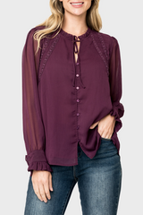 Long Sleeve Crochet Trim Blouse from Gibsonlook