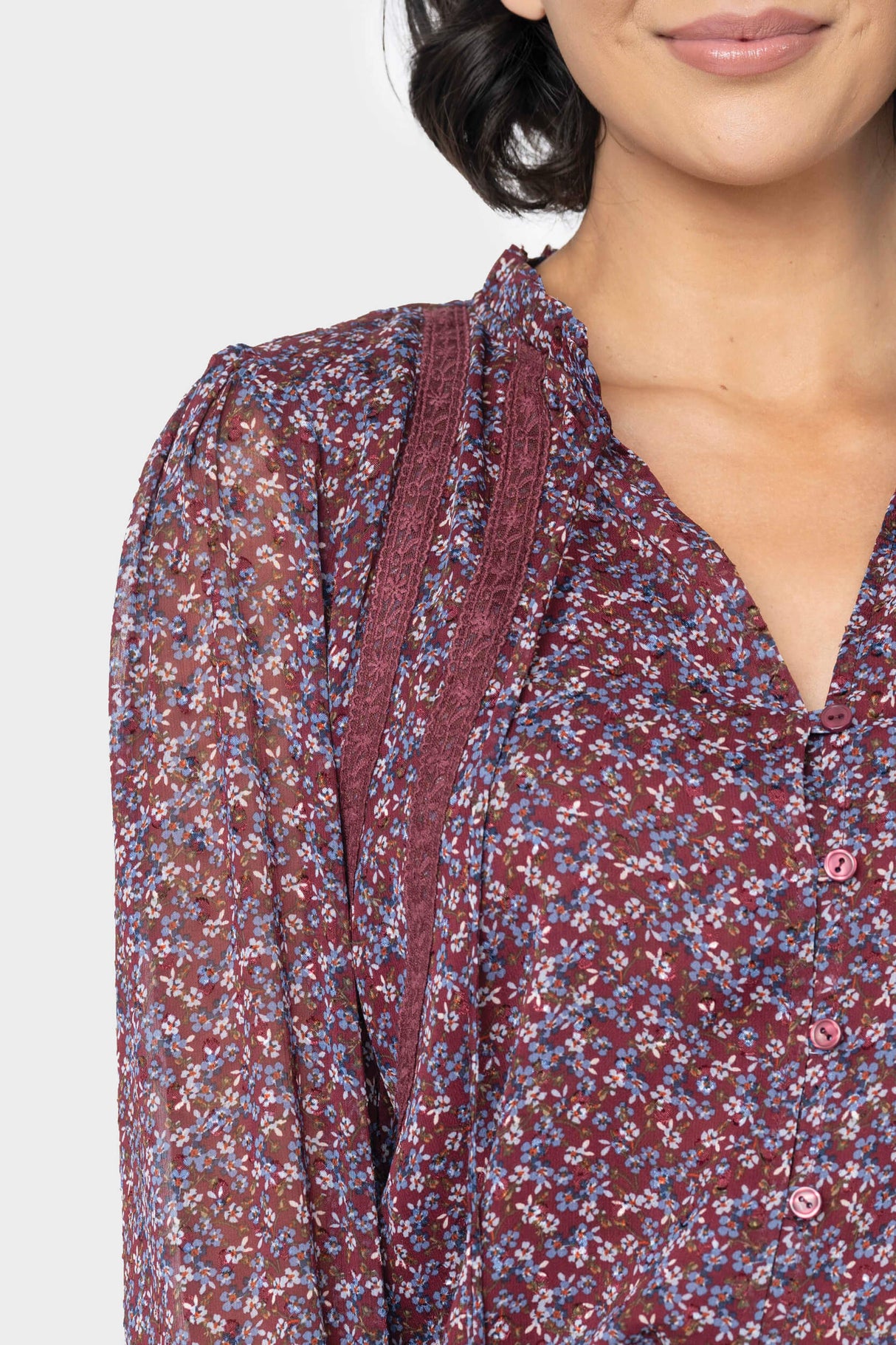 Long Sleeve Crochet Trim Blouse from Gibsonlook