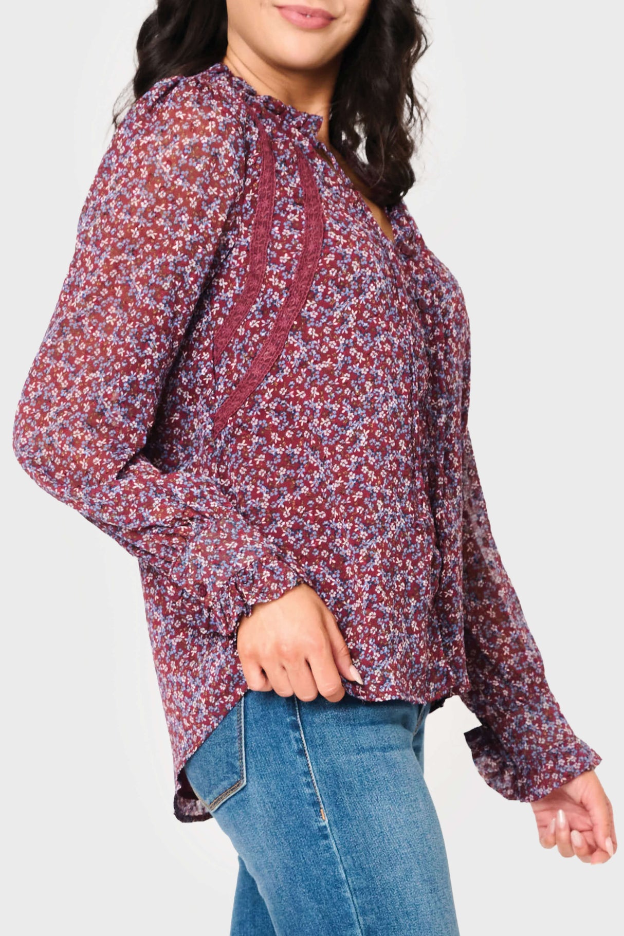 Long Sleeve Crochet Trim Blouse from Gibsonlook