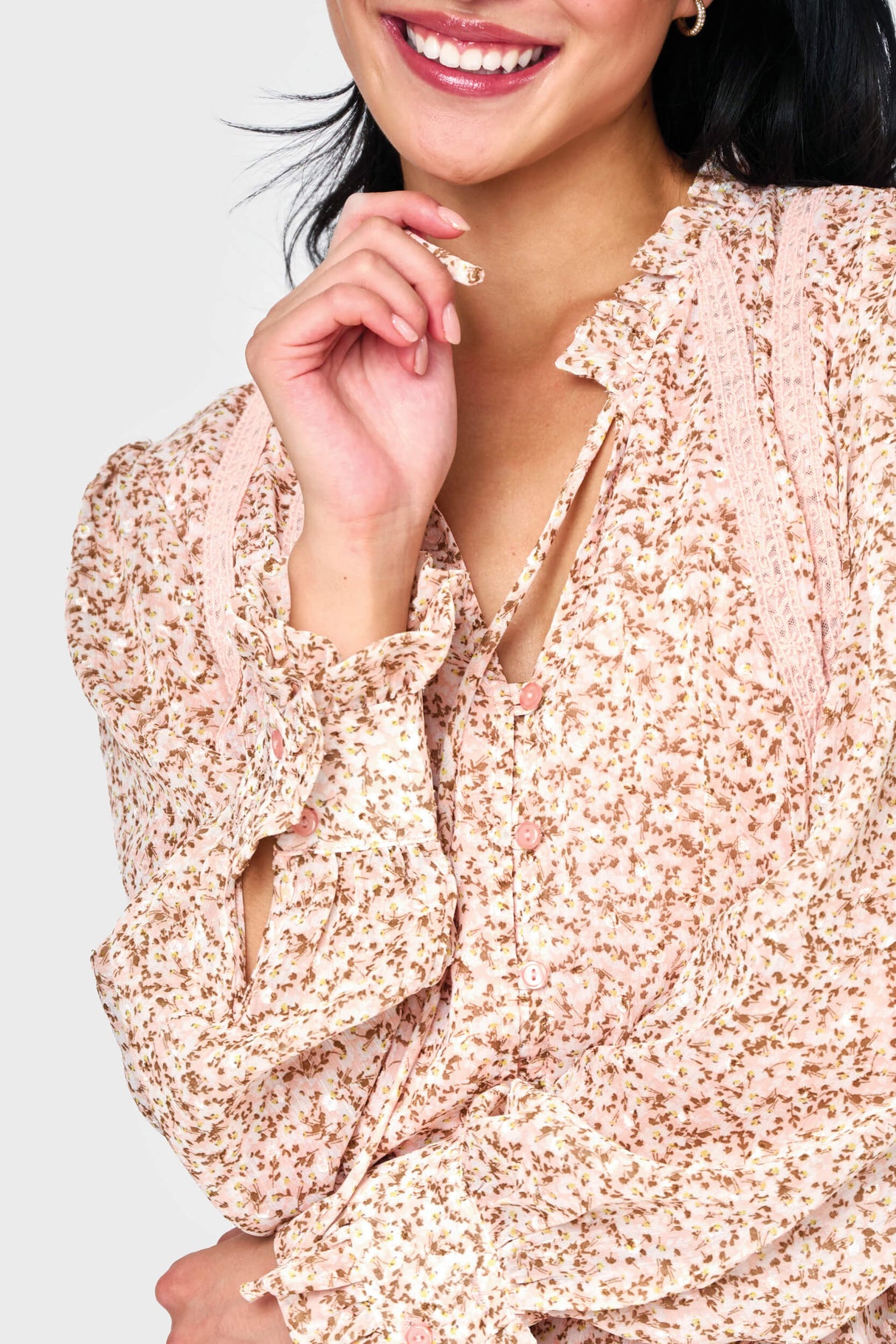 Long Sleeve Crochet Trim Blouse from Gibsonlook