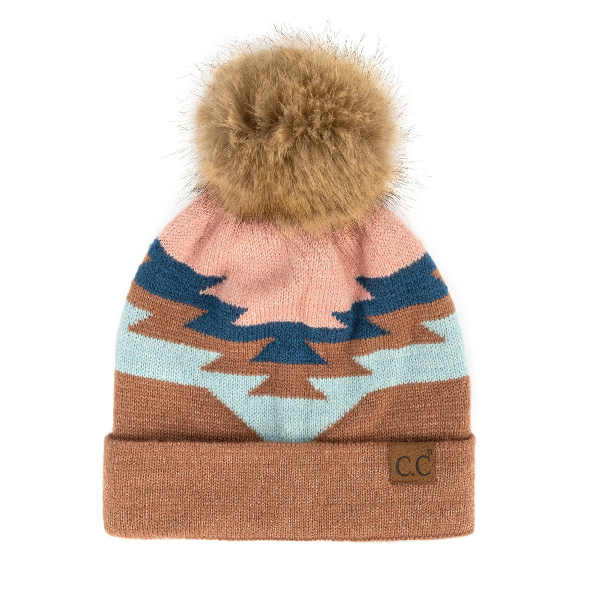 CC Beanie with Pom & South Western Pattern