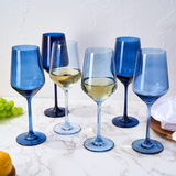 Blue Winter Christmas Wine Glasses | Set of 12 | Navy Colors from The Wine Savant