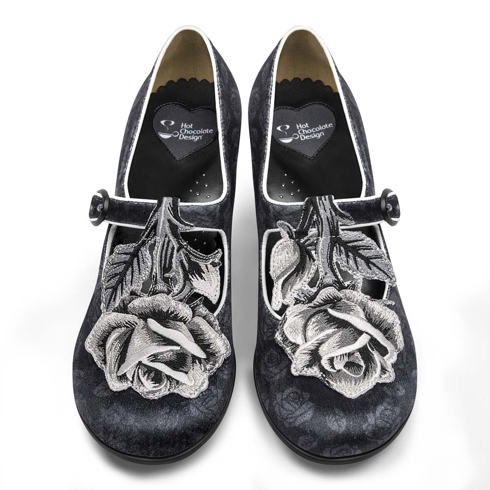 Chocolaticas® Mid Heels Black Tudor Women's Mary Jane Pump From Hot Chocolate Design