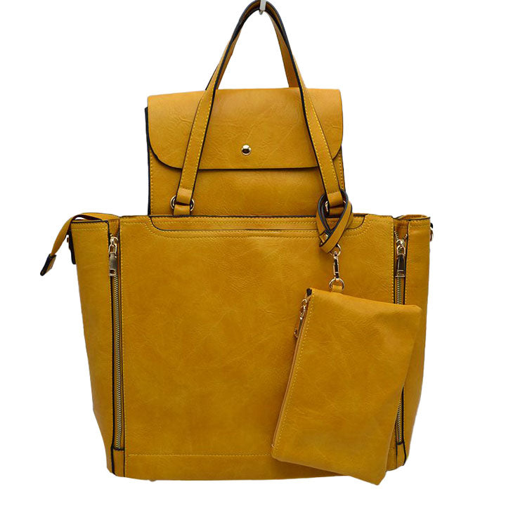 3 in 1 Side Zipper Women's Tote Handbag set  from Madeline Love