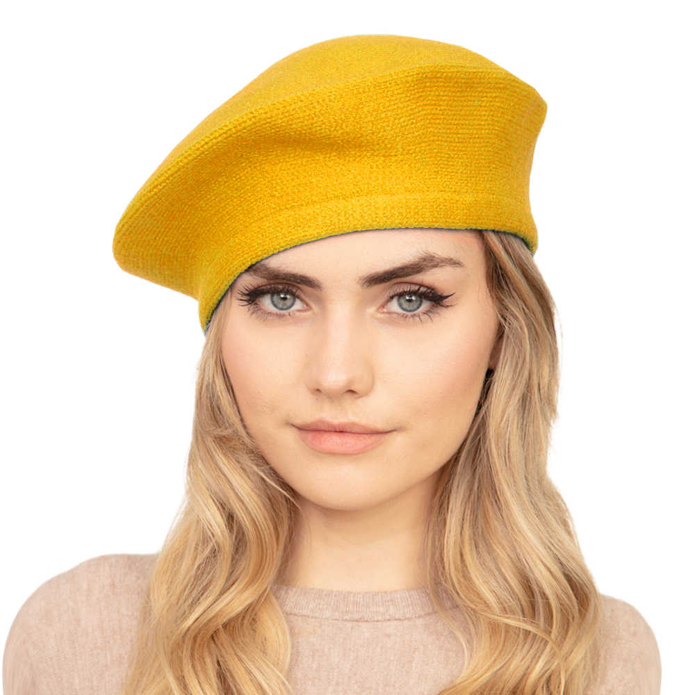 Trendy Fashionable Winter Stretchy Solid Beret Hat from Madeline Love