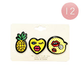 12 Set of 3 Pineapple Heart Lips Lapel Mini Pin Brooches from Madeline Love