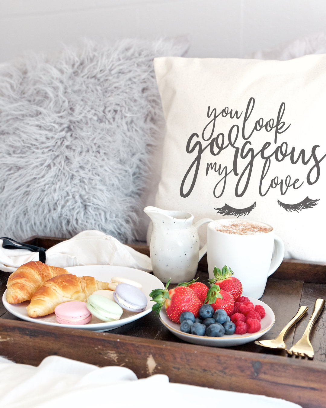 You Look Gorgeous My Love Pillow Cover from The Cotton & Canvas Co.