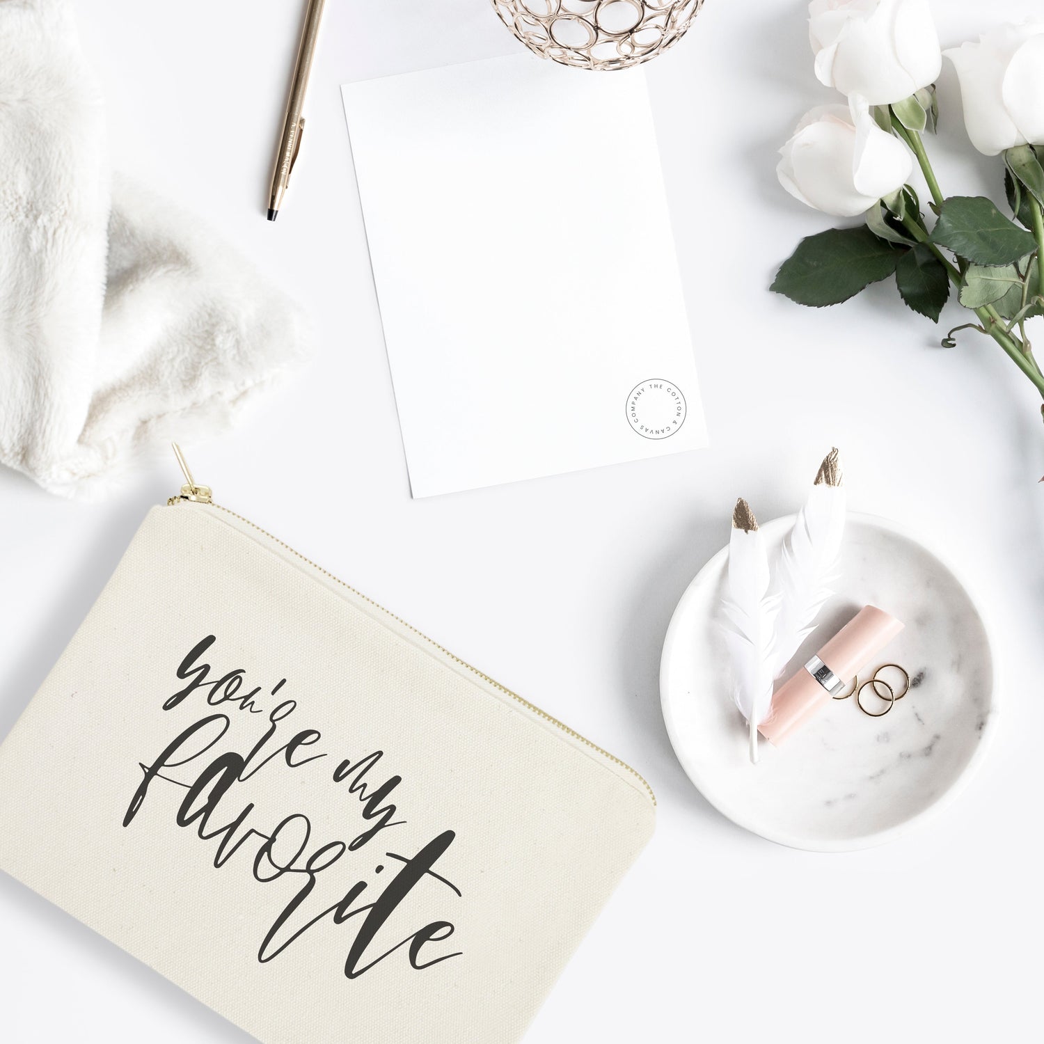 You're My Favorite Cotton Canvas Cosmetic Bag from The Cotton & Canvas Co.
