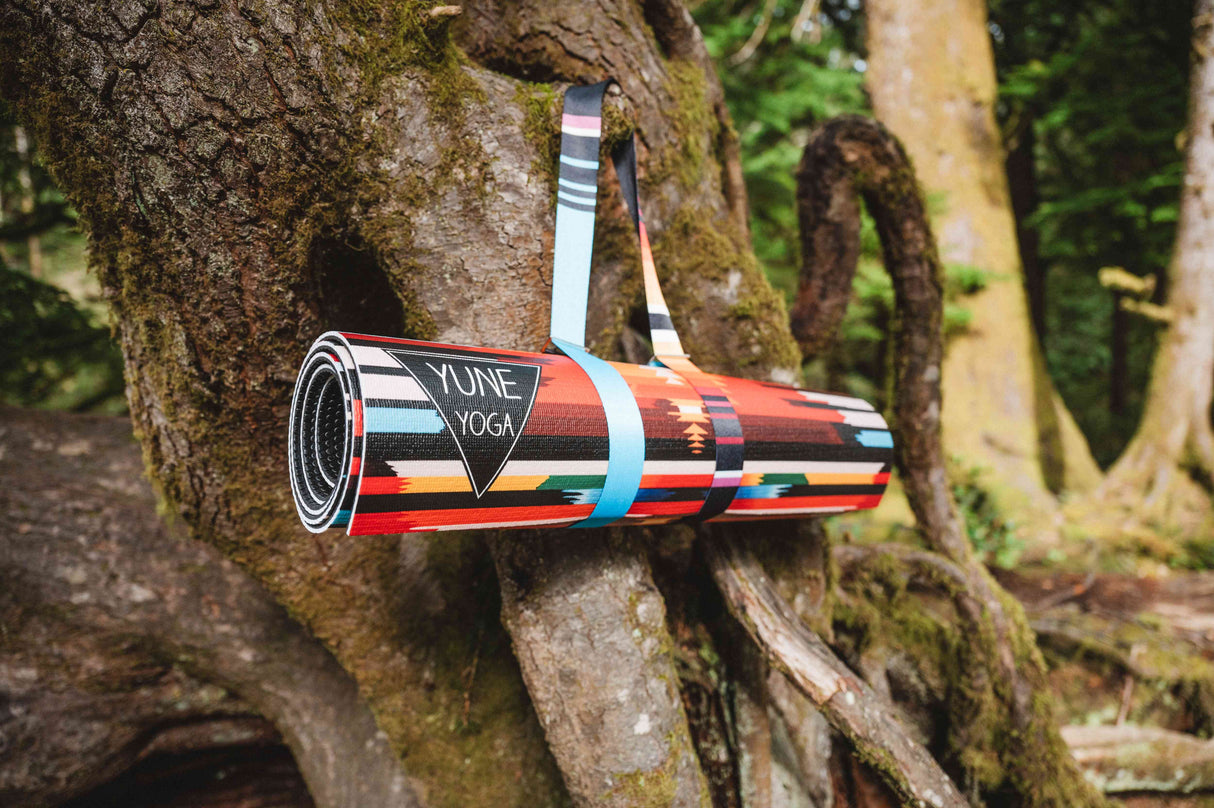 Fox Trail Yoga Mat – 6 mm Extra Thick, Double-Sided Non-Slip, Eco-Friendly PER with Multi-Color Striped Design | from Yune Yoga