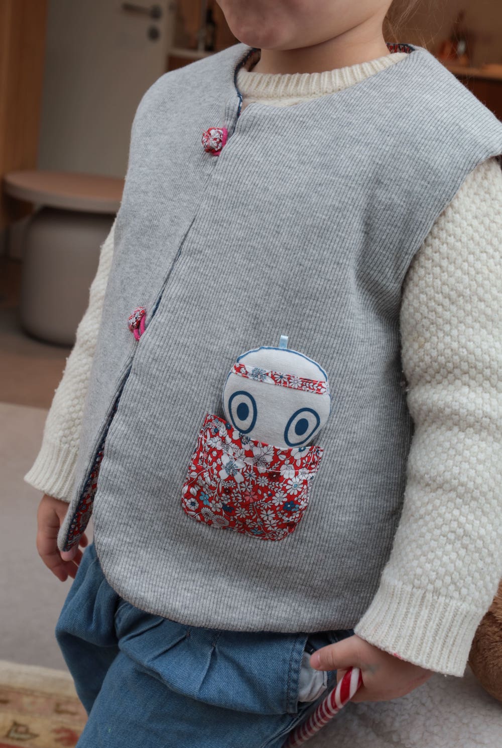 Sleeveless Kids Vest - Pomegranate & Almond from Manymoons