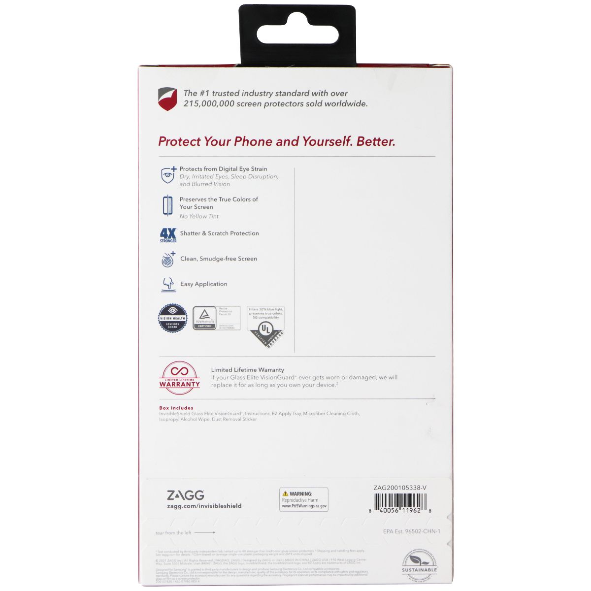 ZAGG (Glass Elite VisionGuard+) Screen Protector for V60 ThinQ 5G UW from Simple Cell Shop