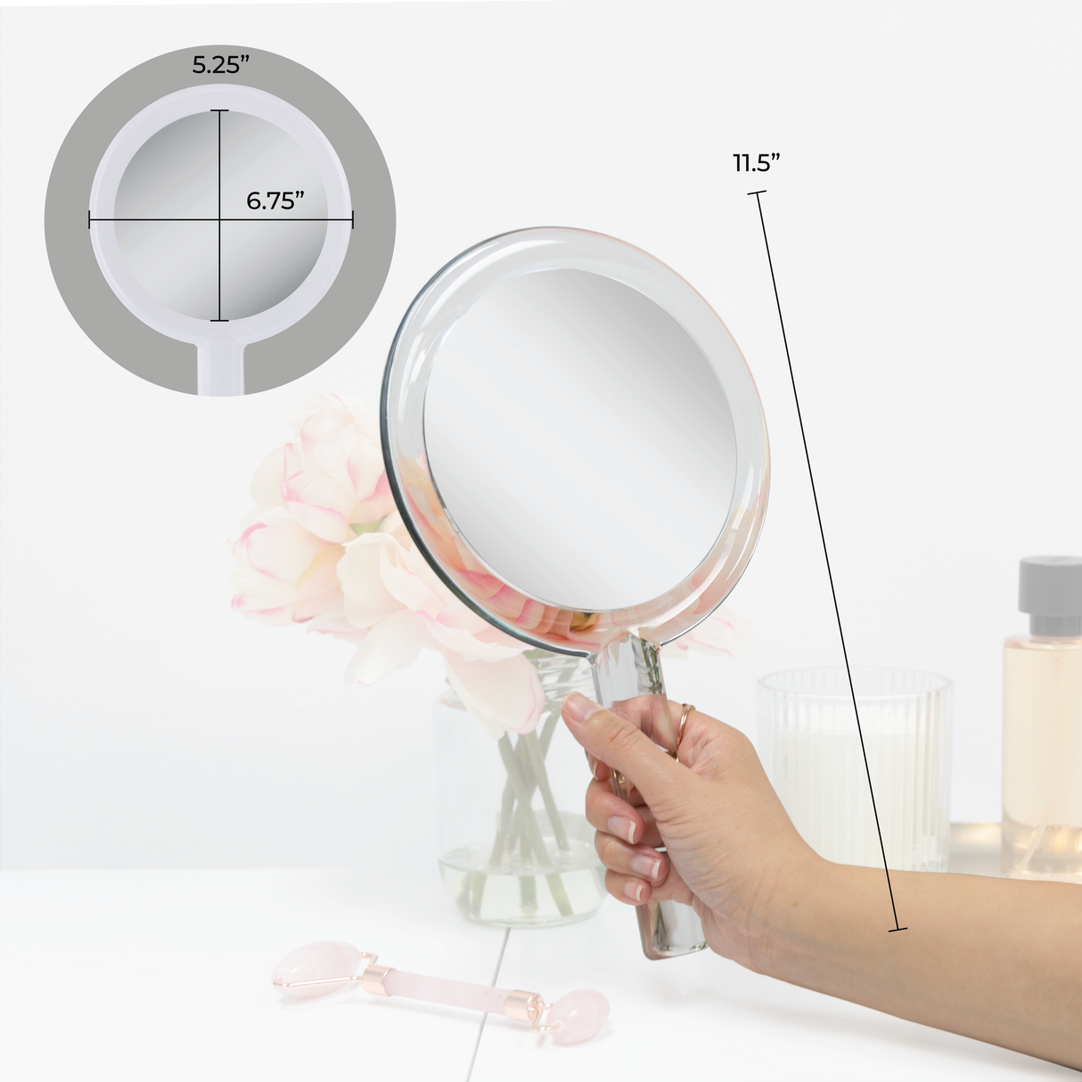 Handheld Mirror for Makeup with Magnifications & Stand from Zadro