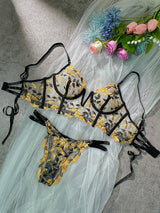 Black Embroidered Corset & Panty Lingerie Set From Hello.LA.Girl
