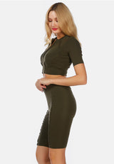 Zip Up Half Sleeve Cropped Cardigan from London Rag International