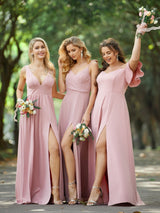 A Line Sleeveless Bridesmaid Dresses with Deep V Neck - Elegant and Stylish from MsDressly