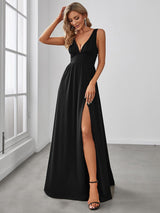 A Line Sleeveless Bridesmaid Dresses with Deep V Neck - Elegant and Stylish from MsDressly