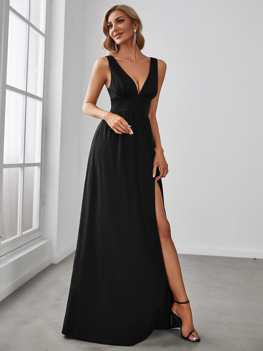 A Line Sleeveless Bridesmaid Dresses with Deep V Neck - Elegant and Stylish from MsDressly