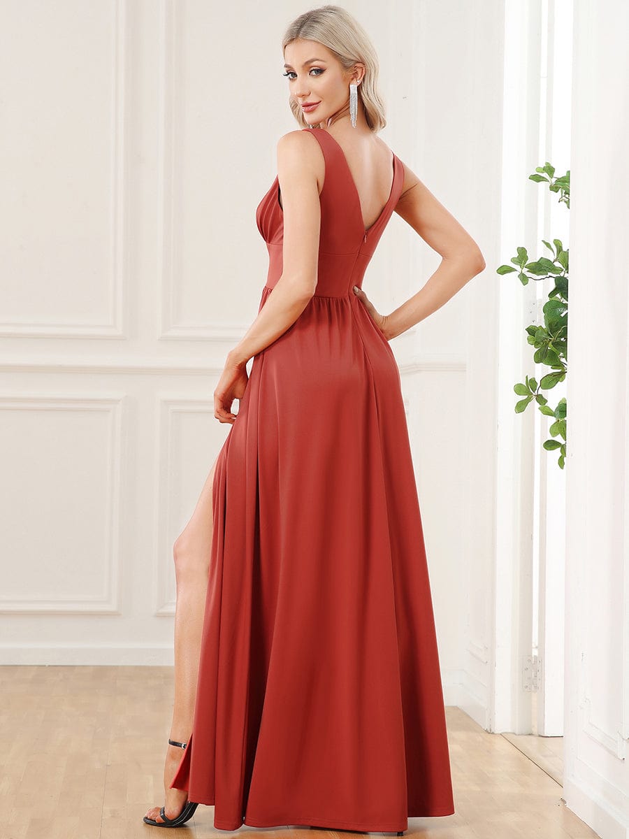 A Line Sleeveless Bridesmaid Dresses with Deep V Neck - Elegant and Stylish from MsDressly