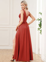 A Line Sleeveless Bridesmaid Dresses with Deep V Neck - Elegant and Stylish from MsDressly