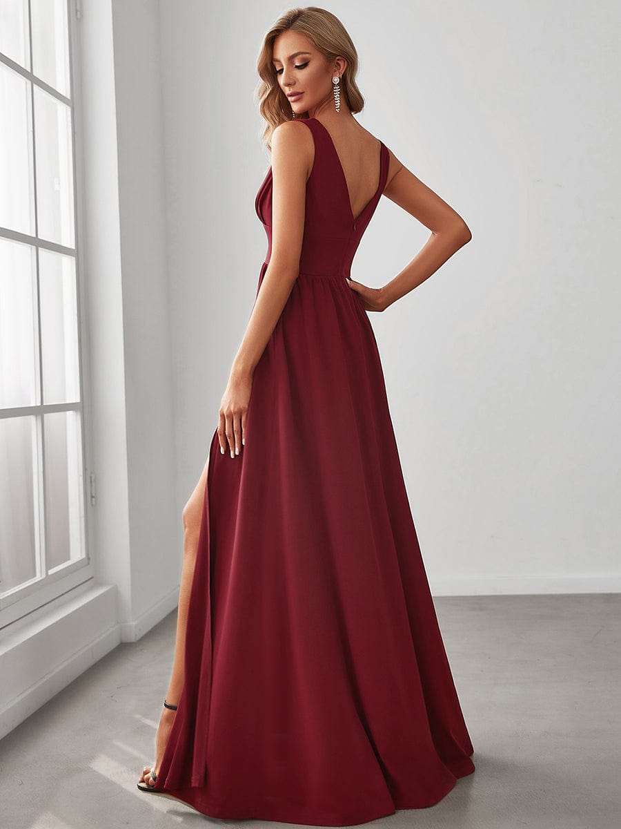A Line Sleeveless Bridesmaid Dresses with Deep V Neck - Elegant and Stylish from MsDressly