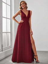 A Line Sleeveless Bridesmaid Dresses with Deep V Neck - Elegant and Stylish from MsDressly