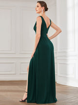 A Line Sleeveless Bridesmaid Dresses with Deep V Neck - Elegant and Stylish from MsDressly