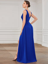 A Line Sleeveless Bridesmaid Dresses with Deep V Neck - Elegant and Stylish from MsDressly