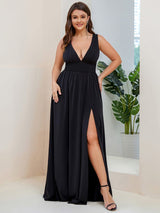 A Line Sleeveless Bridesmaid Dresses with Deep V Neck - Elegant and Stylish from MsDressly