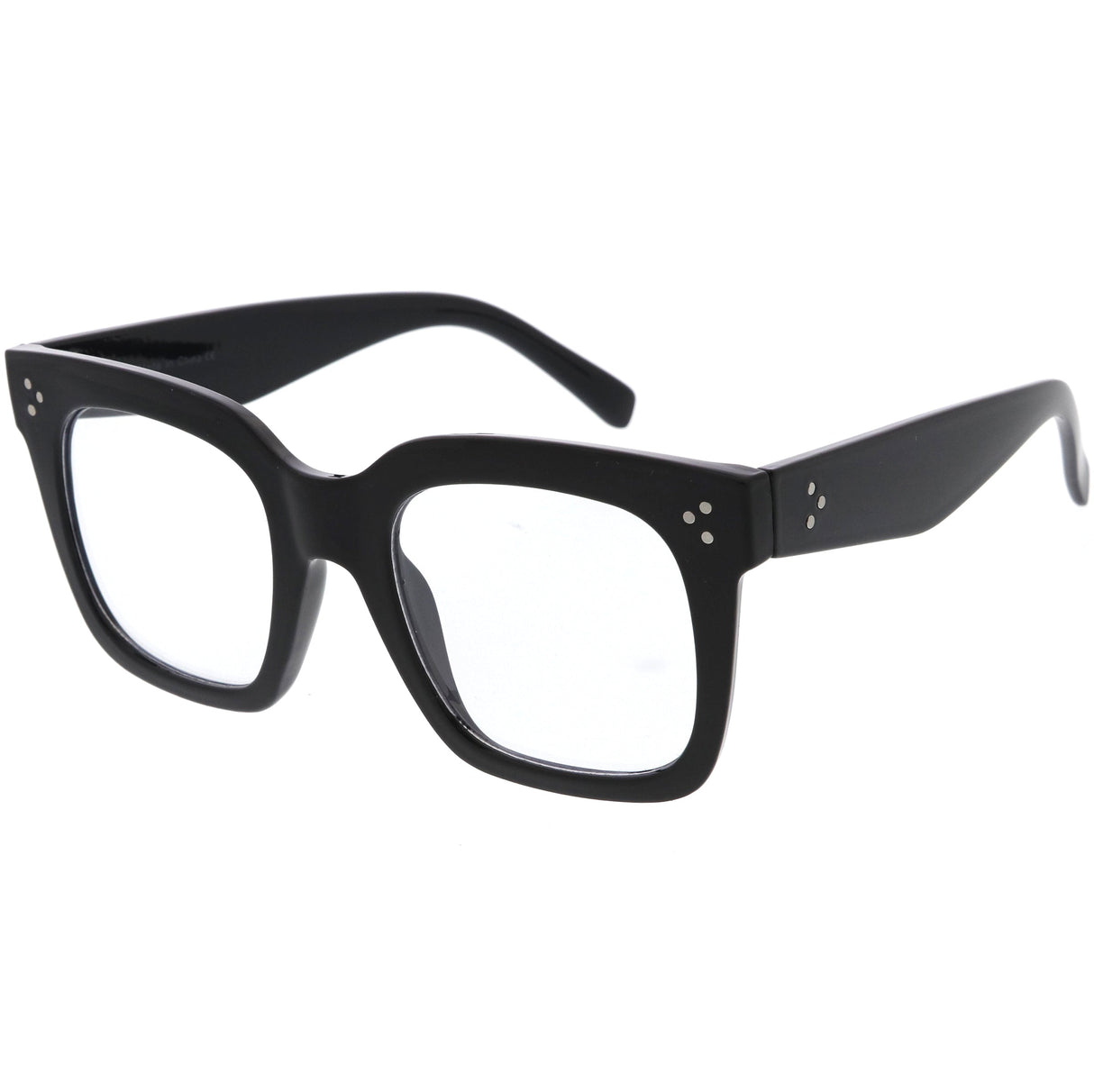 Bold Oversize Square Horn Rimmed Flat Lens Clear Glasses D093 from zeroUV