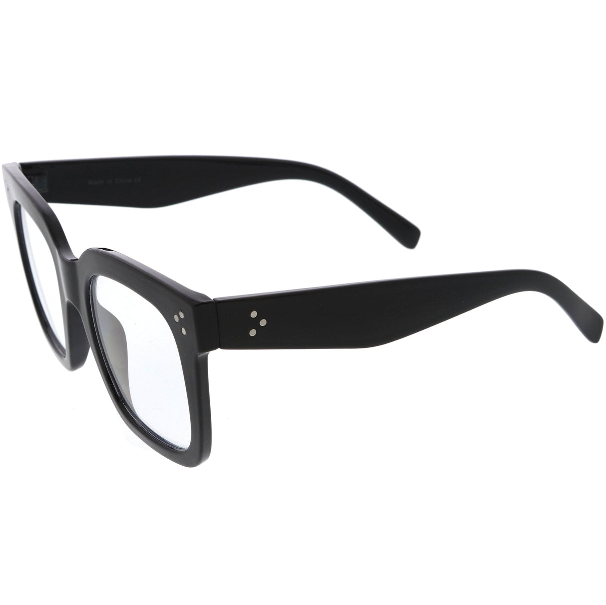 Bold Oversize Square Horn Rimmed Flat Lens Clear Glasses D093 from zeroUV