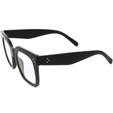 Bold Oversize Square Horn Rimmed Flat Lens Clear Glasses D093 from zeroUV
