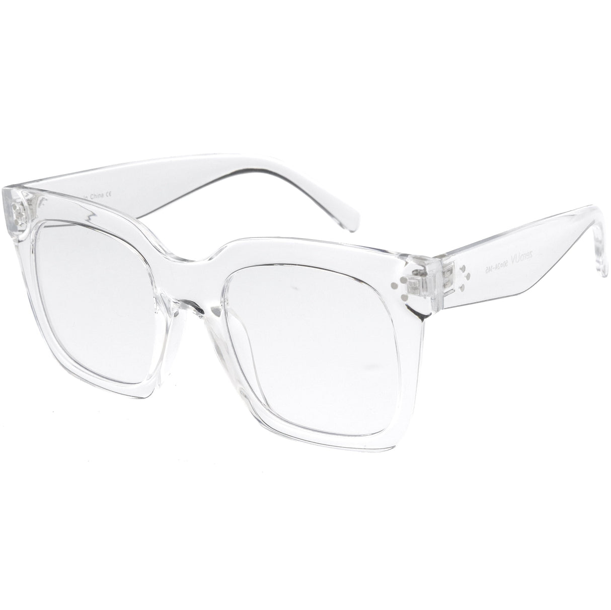 Bold Oversize Square Horn Rimmed Flat Lens Clear Glasses D093 from zeroUV
