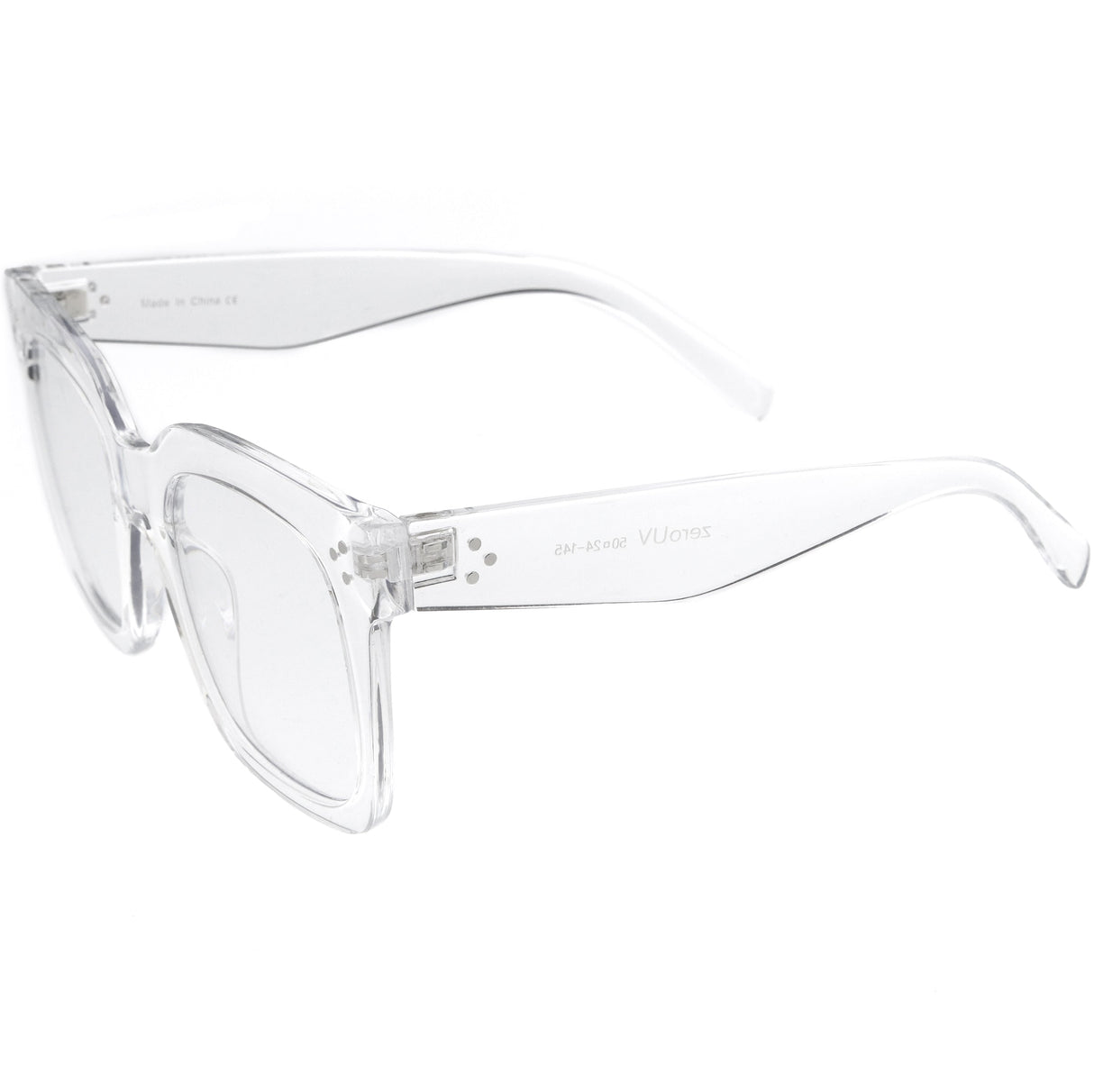 Bold Oversize Square Horn Rimmed Flat Lens Clear Glasses D093 from zeroUV