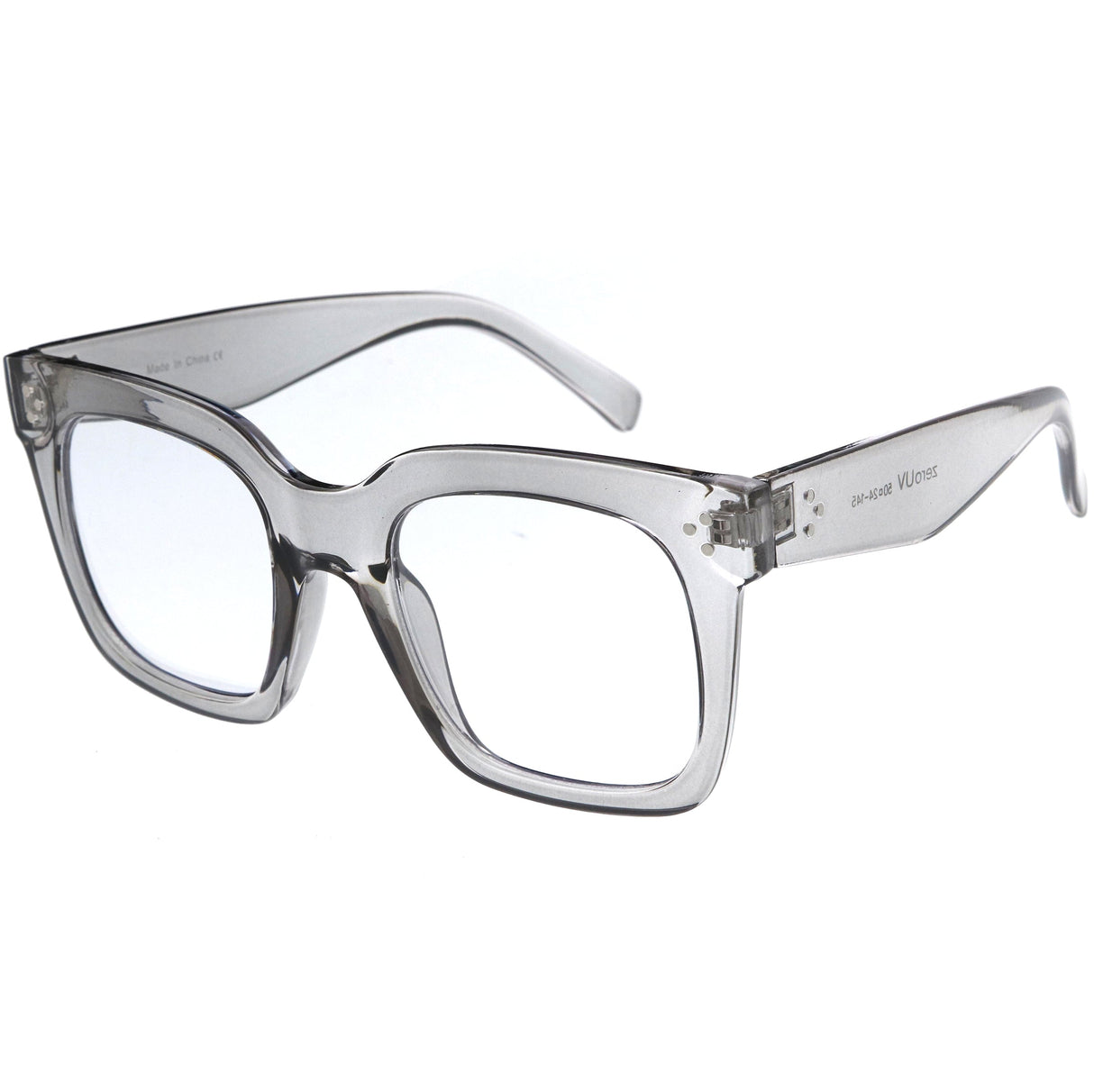 Bold Oversize Square Horn Rimmed Flat Lens Clear Glasses D093 from zeroUV
