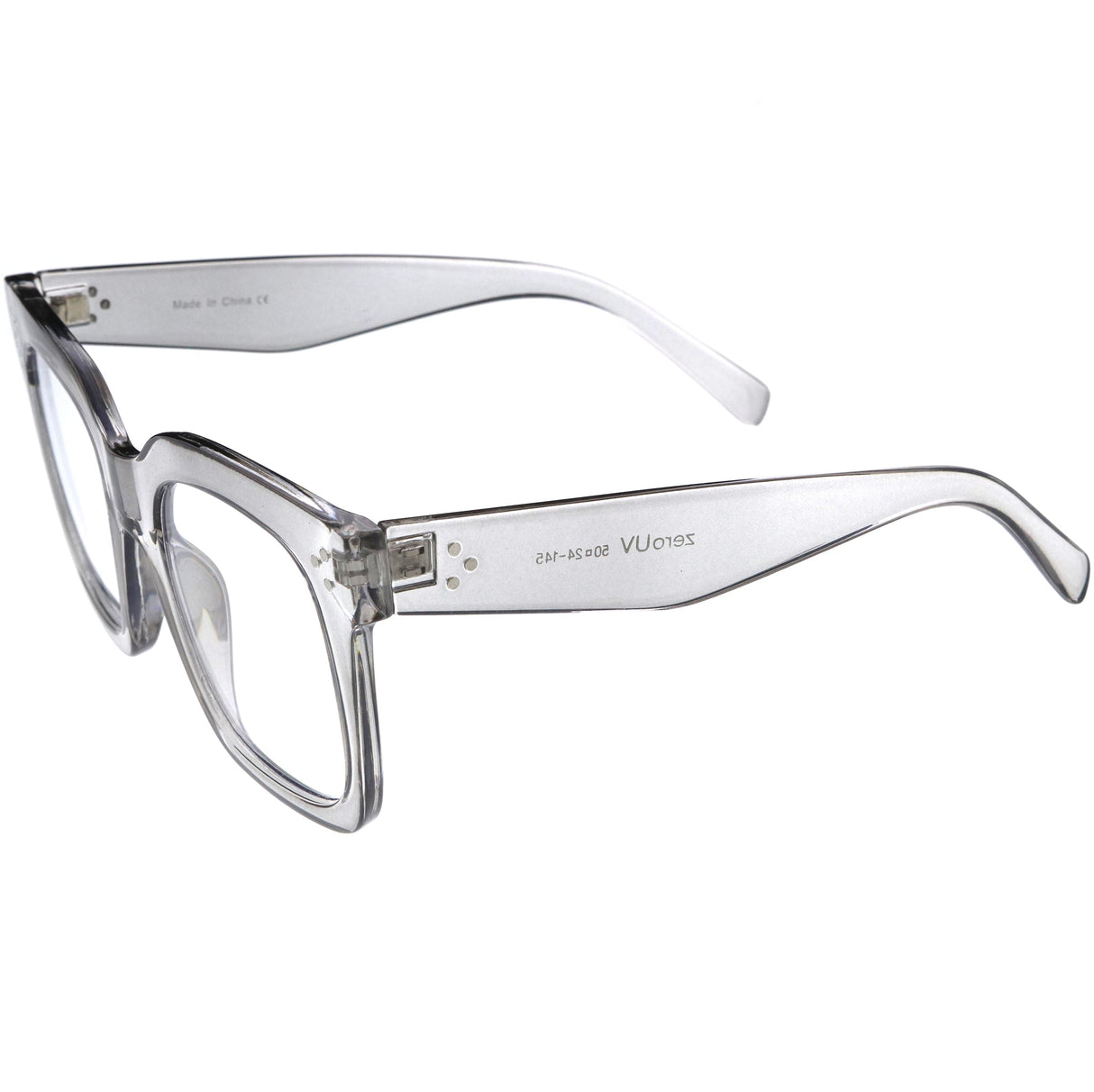 Bold Oversize Square Horn Rimmed Flat Lens Clear Glasses D093 from zeroUV