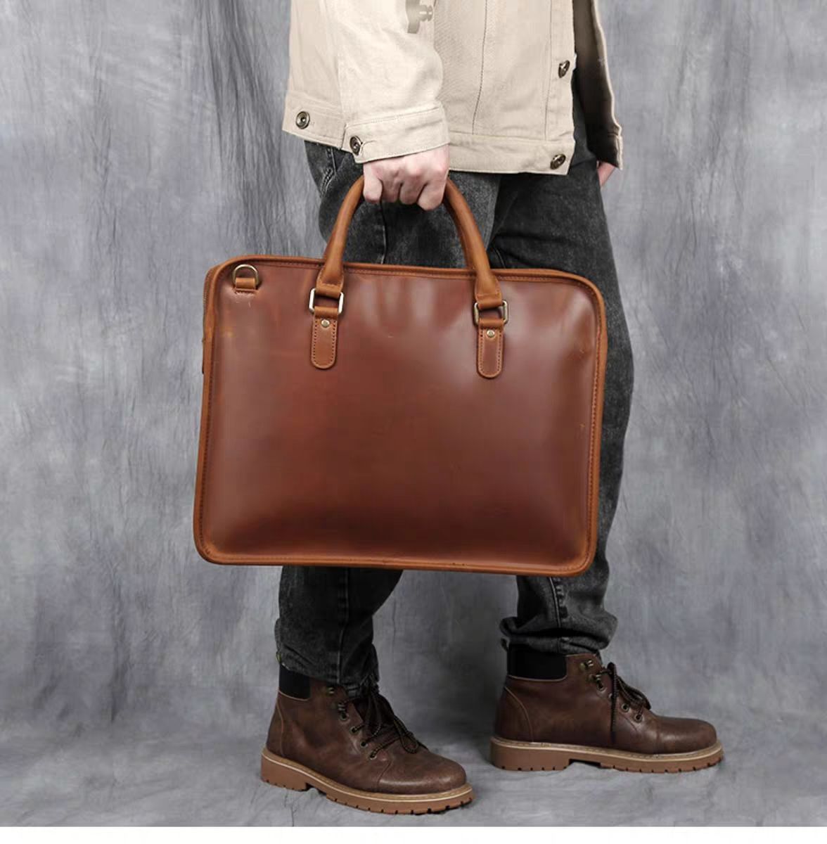 The Hemming Leather Laptop Bag | Vintage Leather Briefcase from STEEL HORSE LEATHER