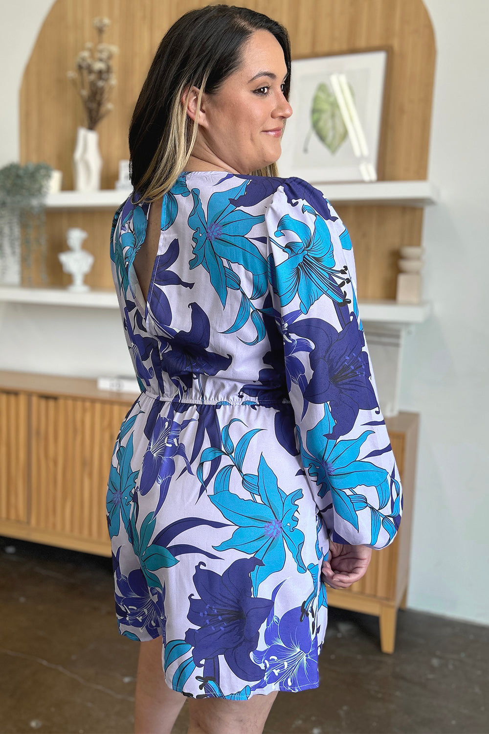 Double Take Full Size Floral Long Sleeve Romper with Pockets from Enfance-Heureuse