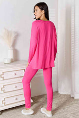 Basic Bae Full Size V-Neck Soft Rayon Long Sleeve Top and Pants Lounge Set from Enfance-Heureuse