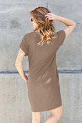 Basic Bae Full Size Round Neck Short Sleeve Dress with Pockets from Enfance-Heureuse