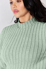 Basic Bae Full Size Ribbed Mock Neck Long Sleeve T-Shirt from Enfance-Heureuse
