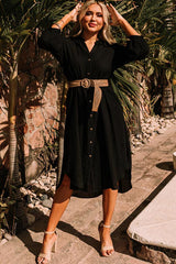 Black 3/4 Sleeve Button Up Long Kimono from MsDressly