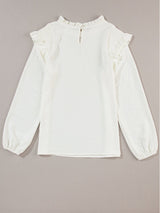 Alluring White Ruffle Blouse from MsDressly