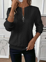 Texture Half Zip Long Sleeve Sweatshirt from Enfance-Heureuse