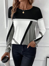 Contrast Round Neck Long Sleeve T-Shirt from Enfance-Heureuse