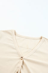 Apricot V-Neck Button-Up Cardigan with Pockets from MsDressly