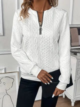 Texture Half Zip Long Sleeve Sweatshirt from Enfance-Heureuse
